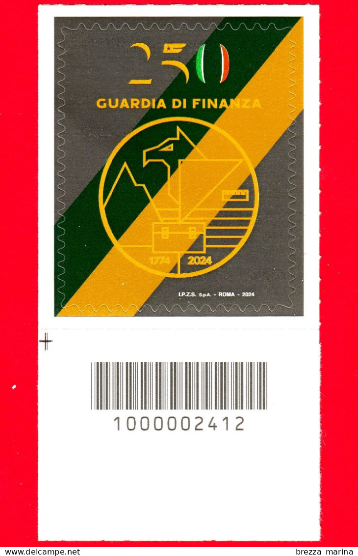 Nuovo - MNH - ITALIA - 2024 - 250 Anni Del Corpo Della Guardia Di Finanza – Logo - B - Barre 2412 - Chiudilettera - Bar-code