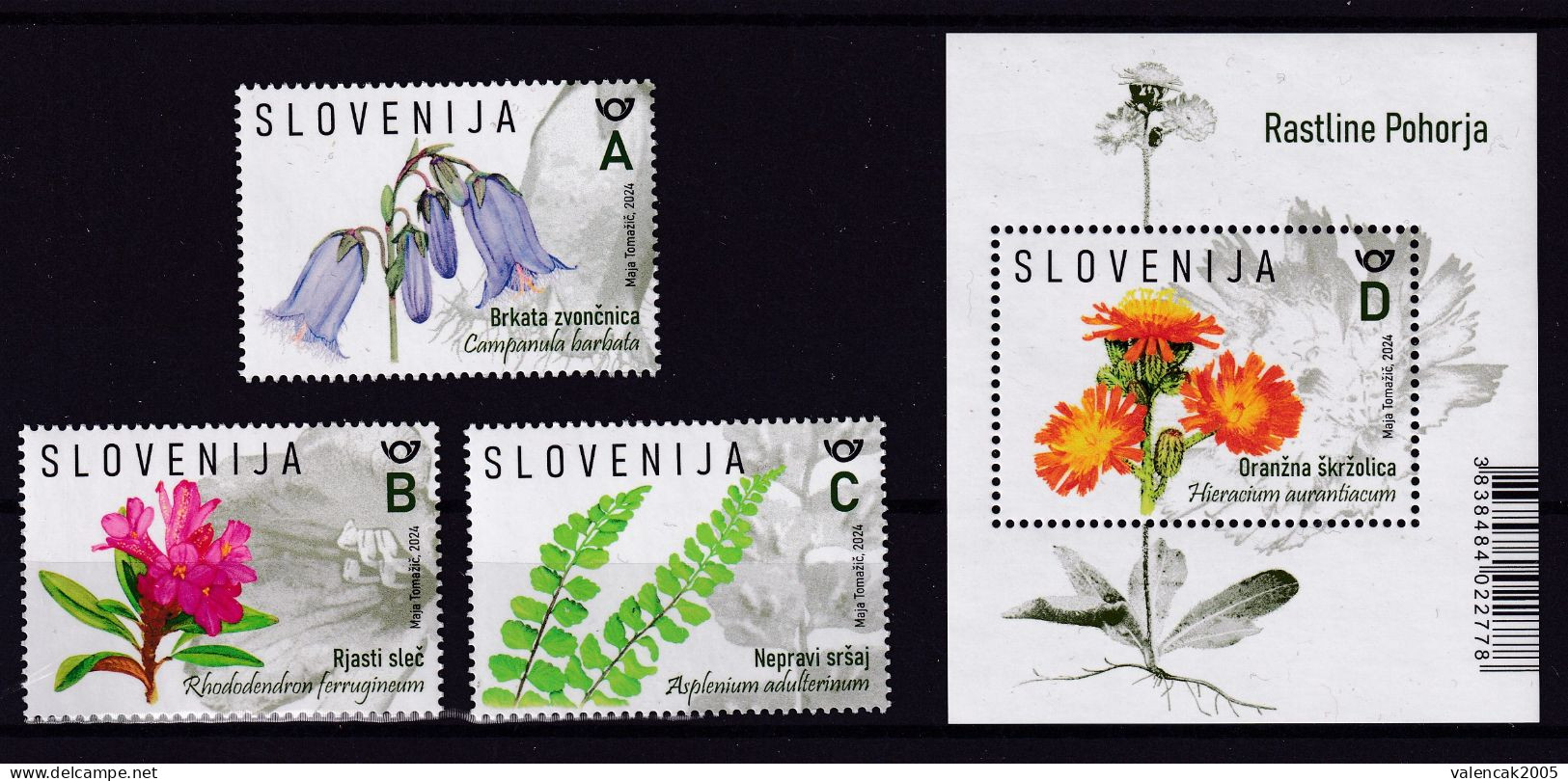 3333 Slovenia 2024 MNH Seria + Block Flower Flora – Plants Of The Pohorje - Eslovenia