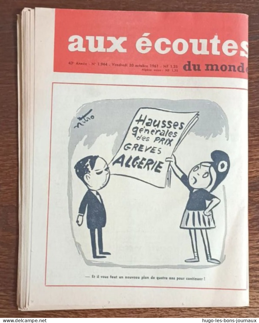 Aux écoutes Du Monde N°1944_ Du 20 Octobre 1961_Le F.L.N. Lance Ses Commandos Choc Sur Paris _ - Desde 1950