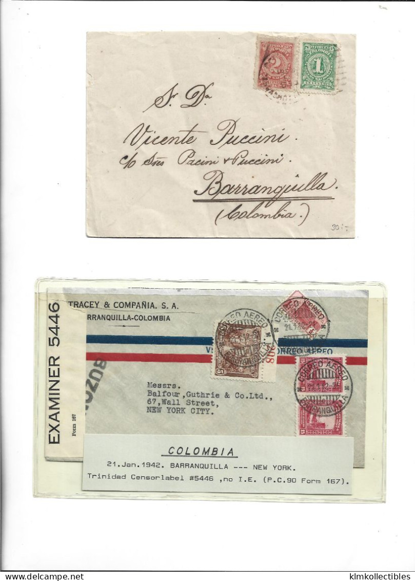 COLOMBIA - POSTAL HISTORY LOT - CENSORED - Colombia