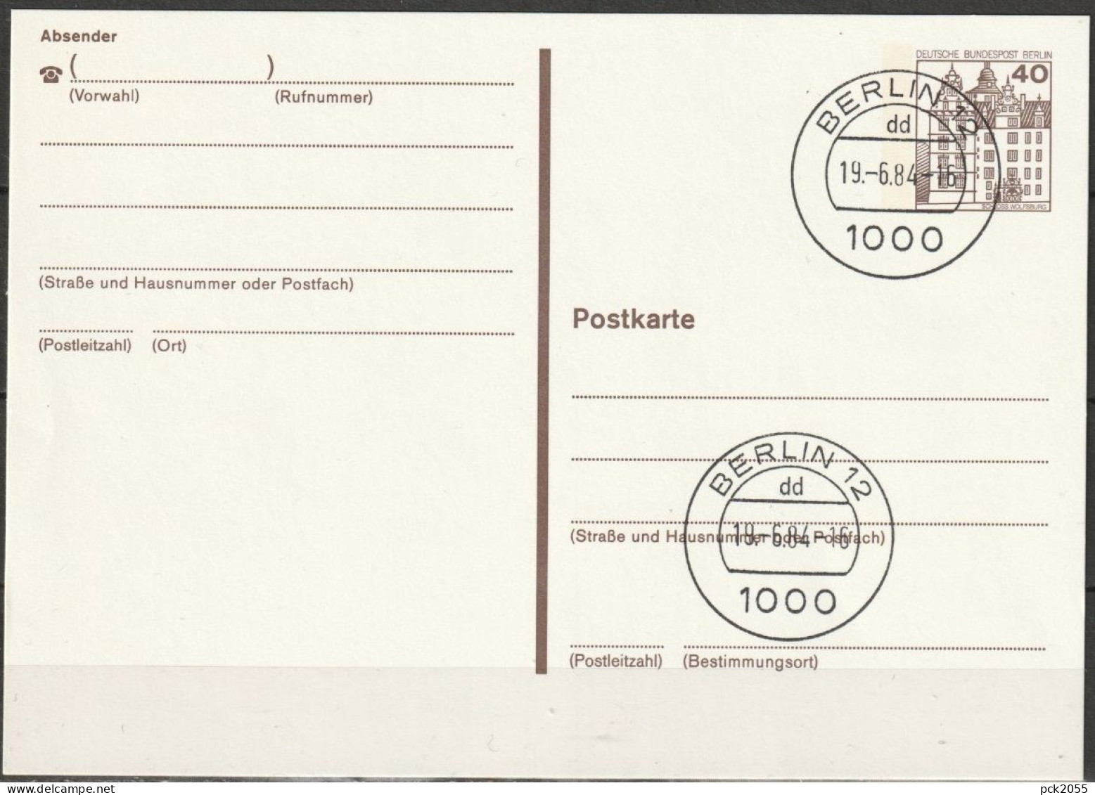 Berlin Ganzsache 1984 Mi.-Nr. P121 II Tagesstempel BERLIN 12  19.6.84  ( PK 459 ) - Postkaarten - Gebruikt