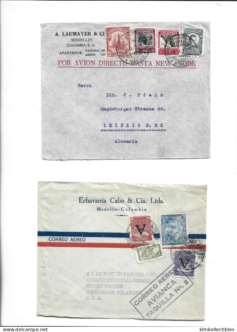 COLOMBIA - POSTAL HISTORY LOT - AIRMAIL 4 COVERS - Colombia