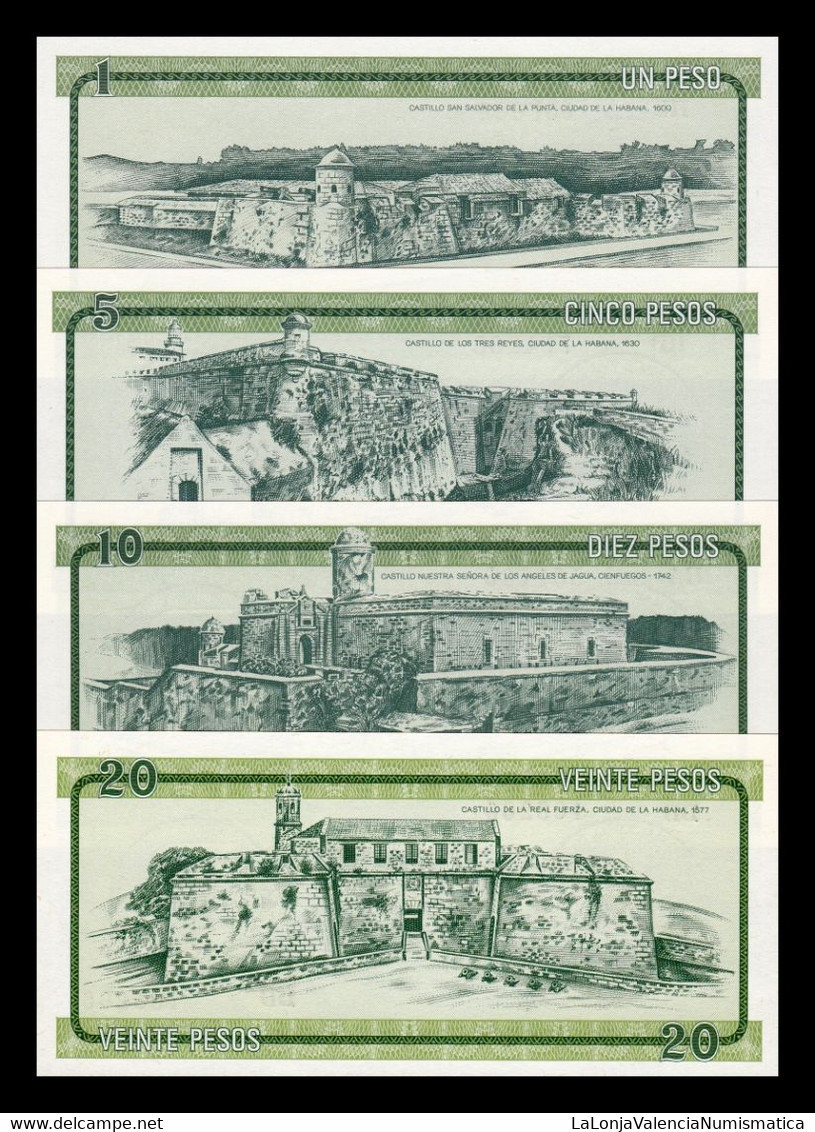 Cuba Set 4 Banknotes 1 5 10 20 Pesos Certificado De Divisa 1985 Serie B Pick FX6-FX9 Sc Unc - Cuba