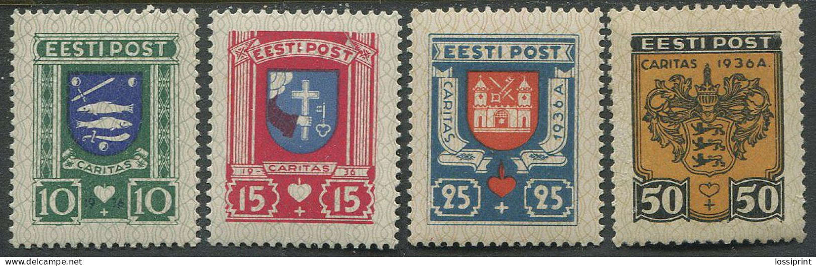 Estonia:Unused Stamps Serie Caritas 1936, Coat Of Arms, 1936, MNH - Estland