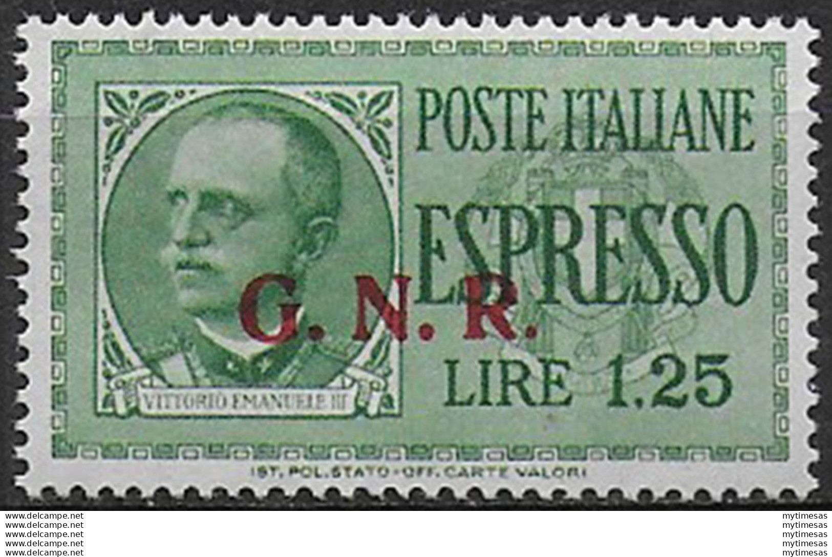 1943 Repubblica Sociale Espressi Lire 1,25 Var MNH Sassone N. 19/IIk - Otros & Sin Clasificación