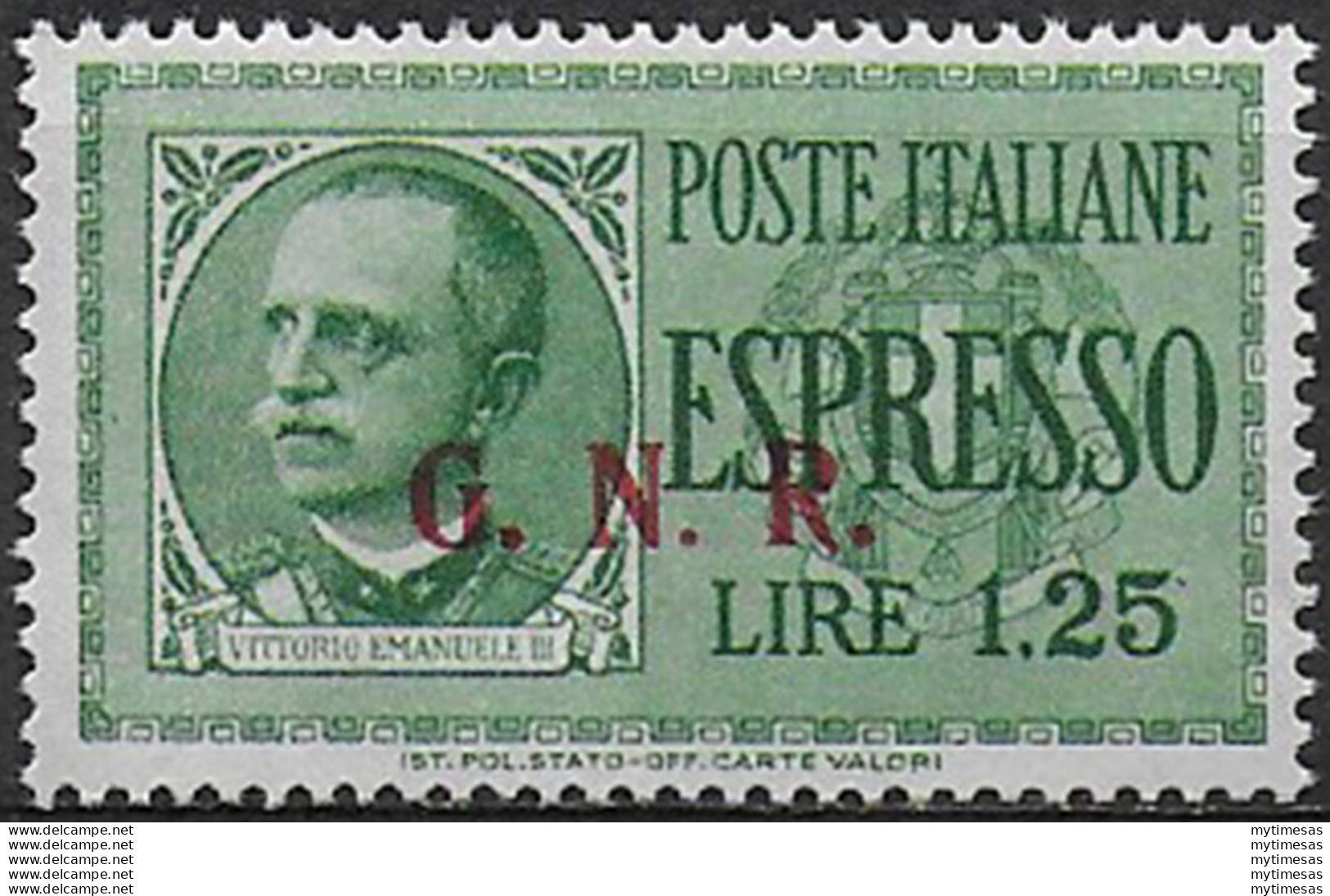 1943 Repubblica Sociale Espressi Lire 1,25 Var Bc MNH Sassone N. 19/IIIi - Otros & Sin Clasificación