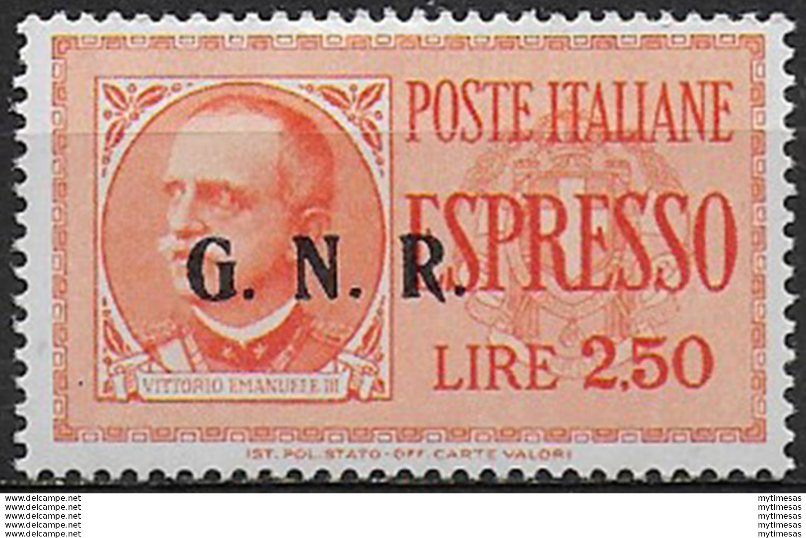 1943 Repubblica Sociale  Espressi Lire 2,50 Var MNH Sassone N. 20/IIIn - Otros & Sin Clasificación