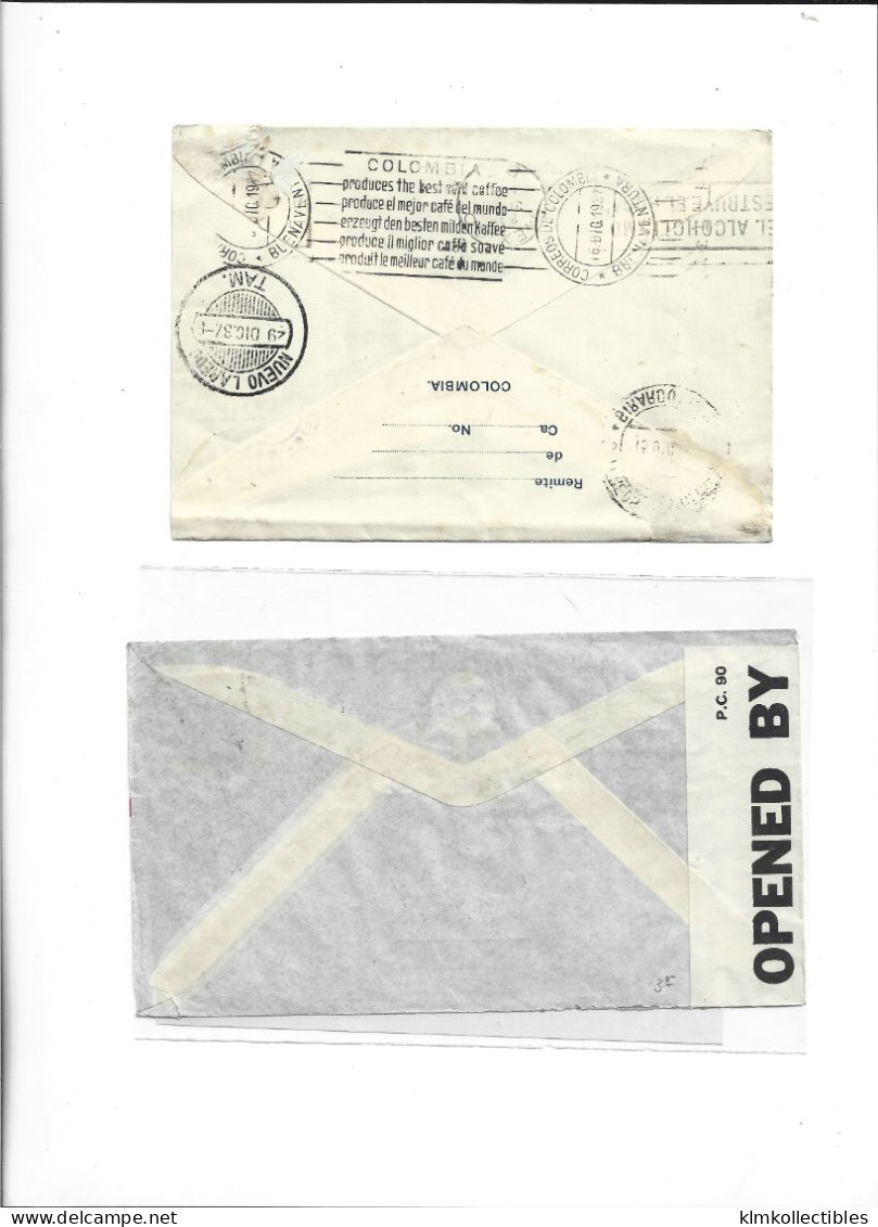 COLOMBIA - POSTAL HISTORY LOT 4 COVERS - AIRMAIL CENSORED JAMAICA ? - Colombia