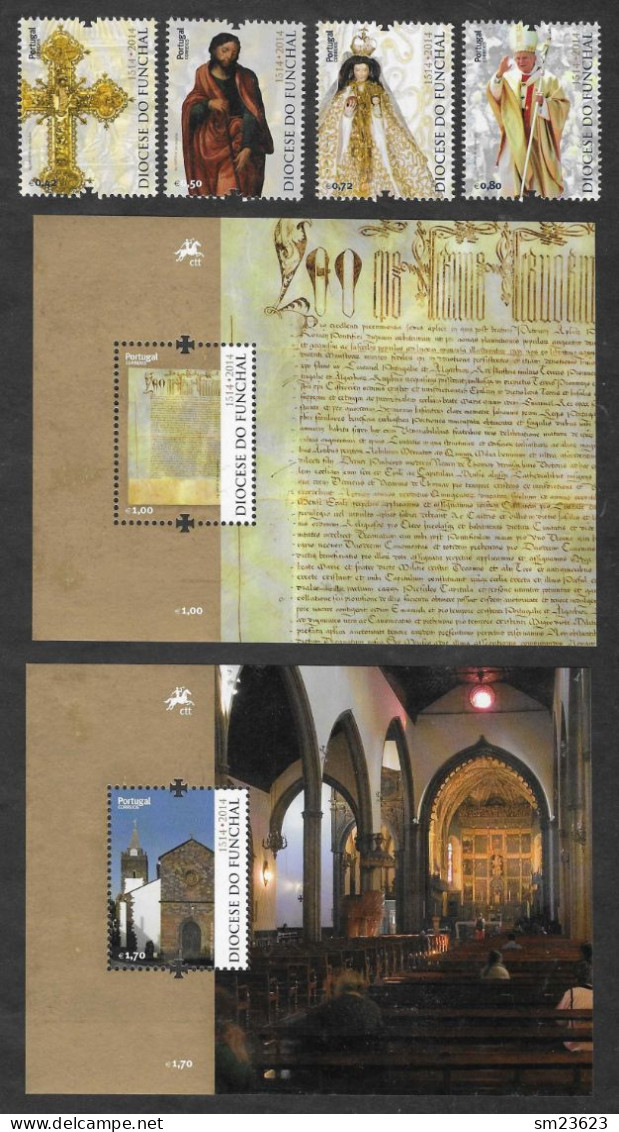 Portugal / Madeira 2014  Mi.Nr. 339 / 24 + Sheet 59 / 60 , 500 Anos Diocese Do Funchal - Postfrisch / MNH / (**) - Neufs
