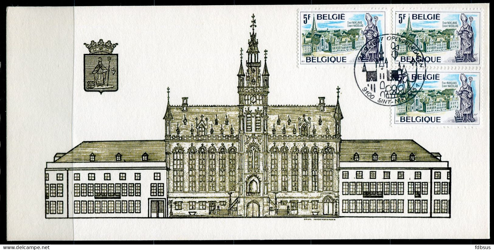 Sint Niklaas Mooie Kaart Van Het Stadhuis - Opdruk -  Stempel 1997 Opendeurdagen Op 3 Zegels Van St Niklaas - Sint-Niklaas