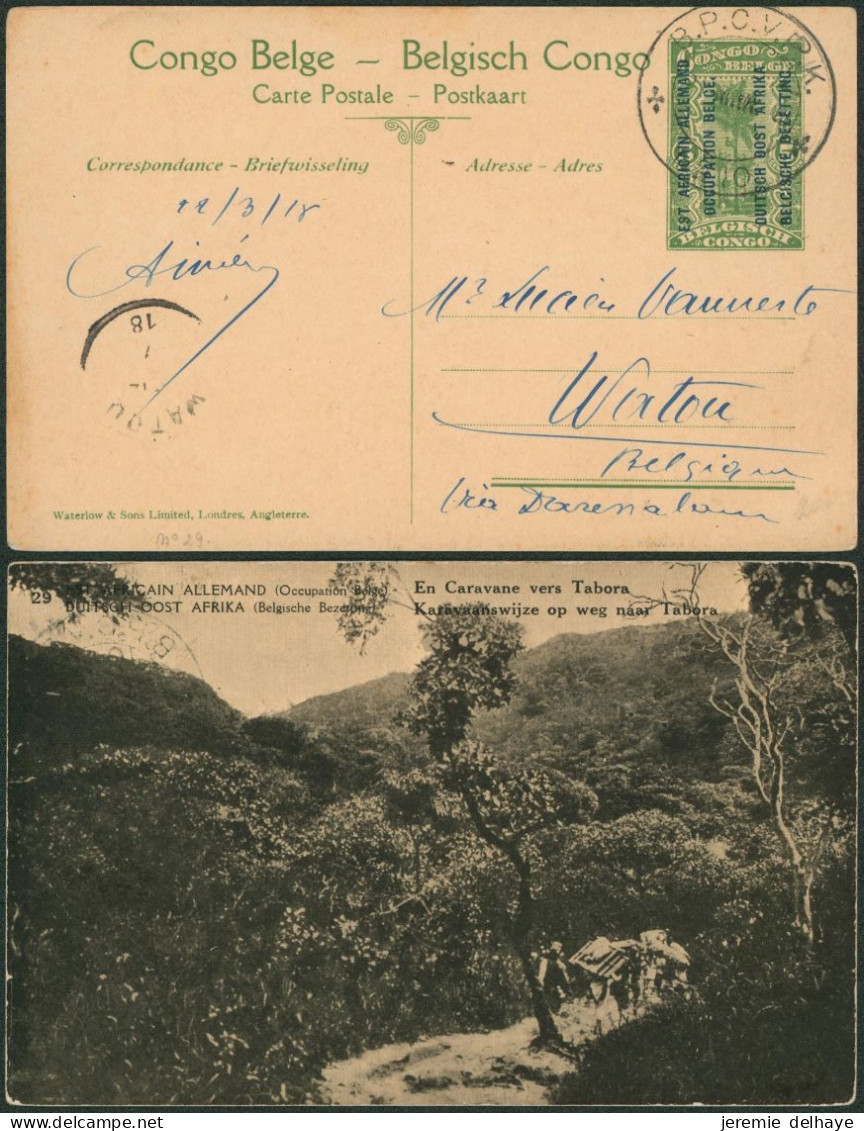 Ruanda-Urundi - EP Au Type 5ctm Vert Obl DC B.P.C.V.P.K. N°10 (1918) > Watou (zone Non Envahi) - Entiers Postaux