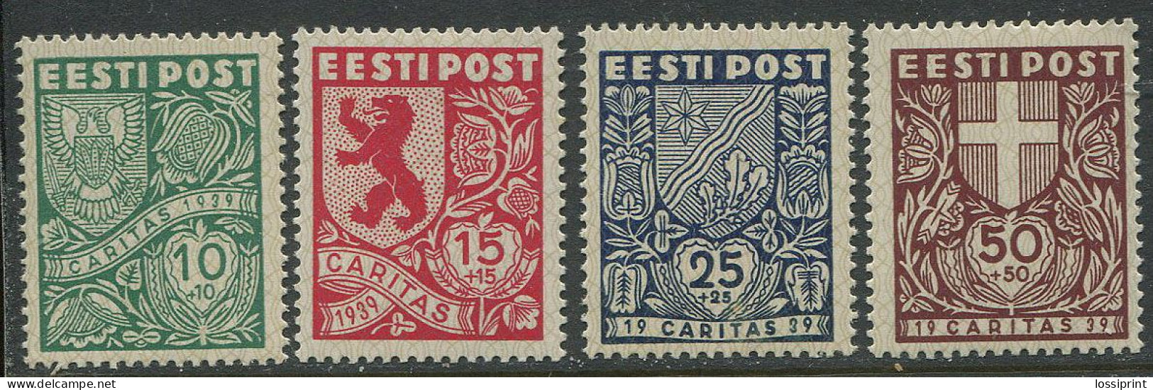 Estonia:Unused Stamps Serie Caritas 1939, Coat Of Arms, 1939, MNH - Estland
