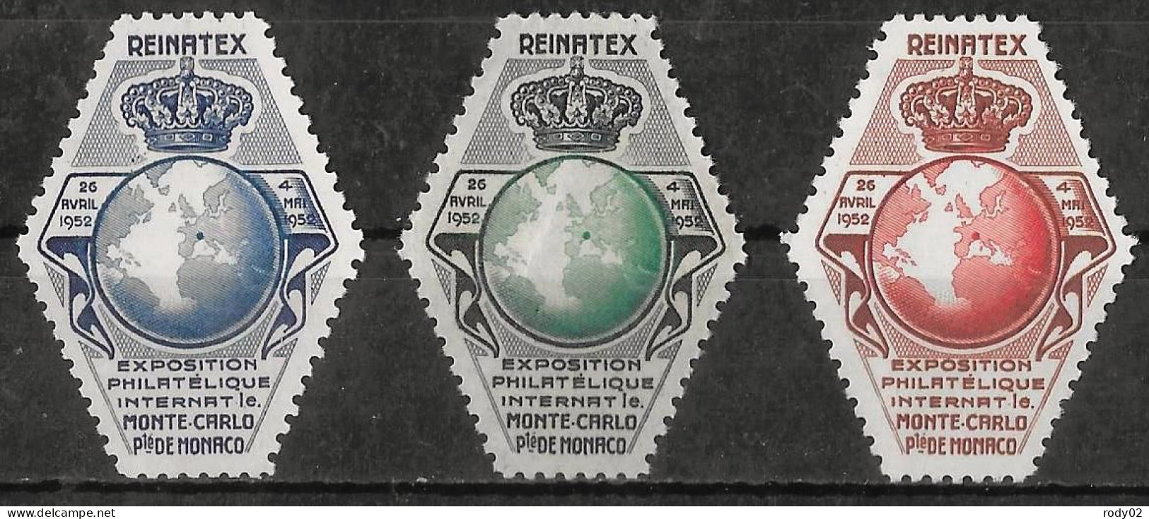 MONACO - 3 VIGNETTES REINATEX - NEUF** MNH - Collections, Lots & Series