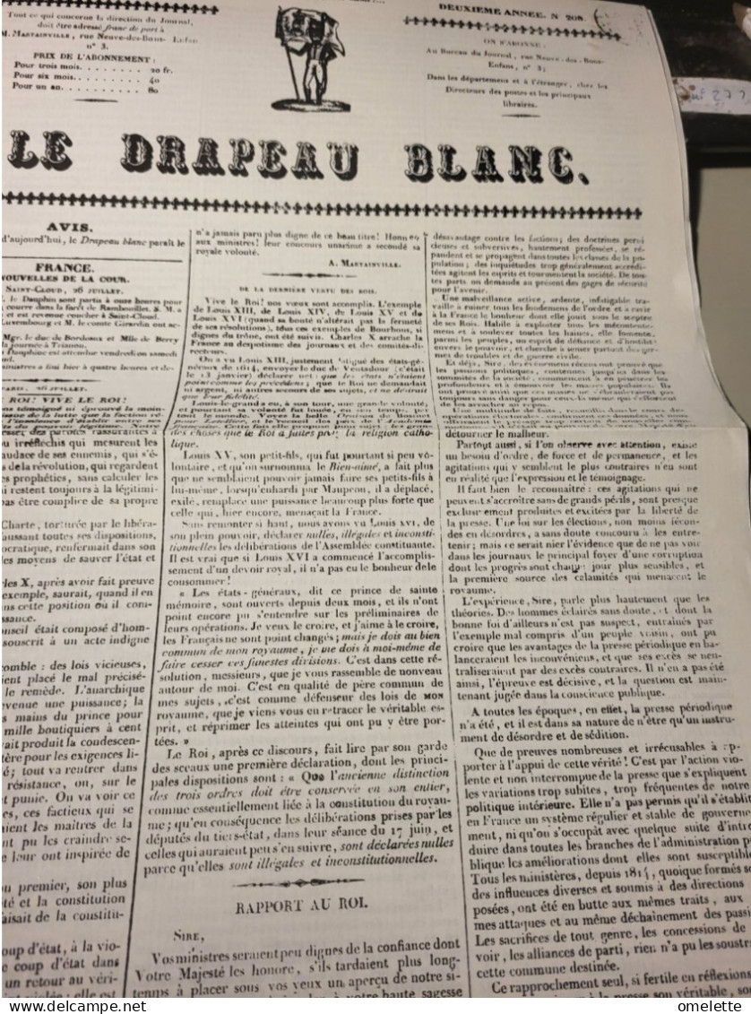 LE DRAPEAU BLANC 1830 / VIVE LE ROI QUAND MEME //FAC SIMILE - Testi Generali