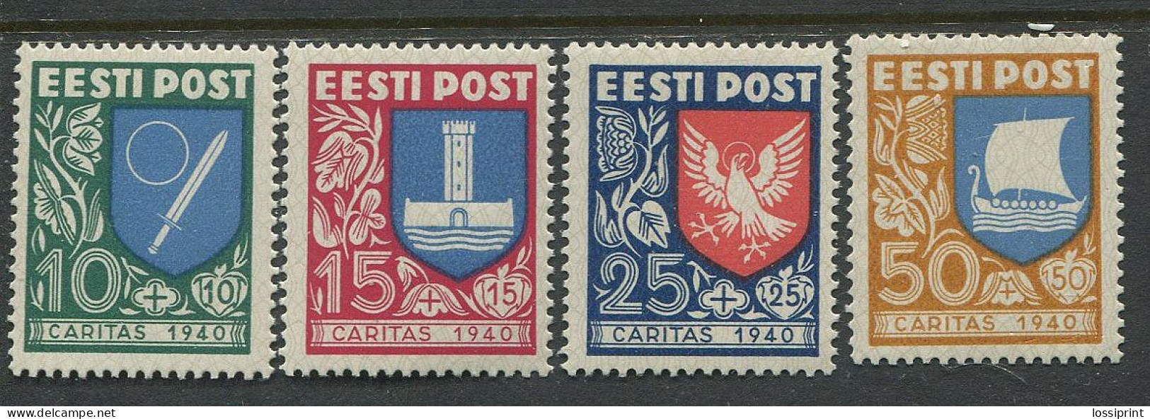 Estonia:Unused Stamps Serie Caritas 1940, Coat Of Arms, 1940, MNH - Estland