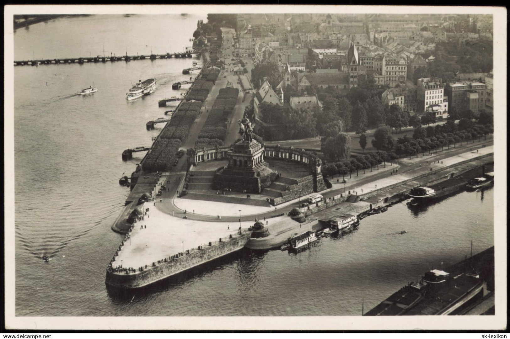 Ansichtskarte Koblenz Luftbild Deutsches Eck Von Der Spitze RAR 1929 - Koblenz