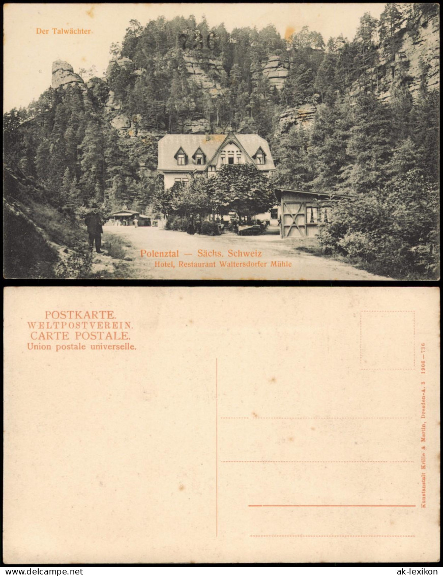 Hohnstein Sächs. Schweiz Polenztal  Hotel, Restaurant Waltersdorfer Mühle 1913 - Hohnstein (Sächs. Schweiz)