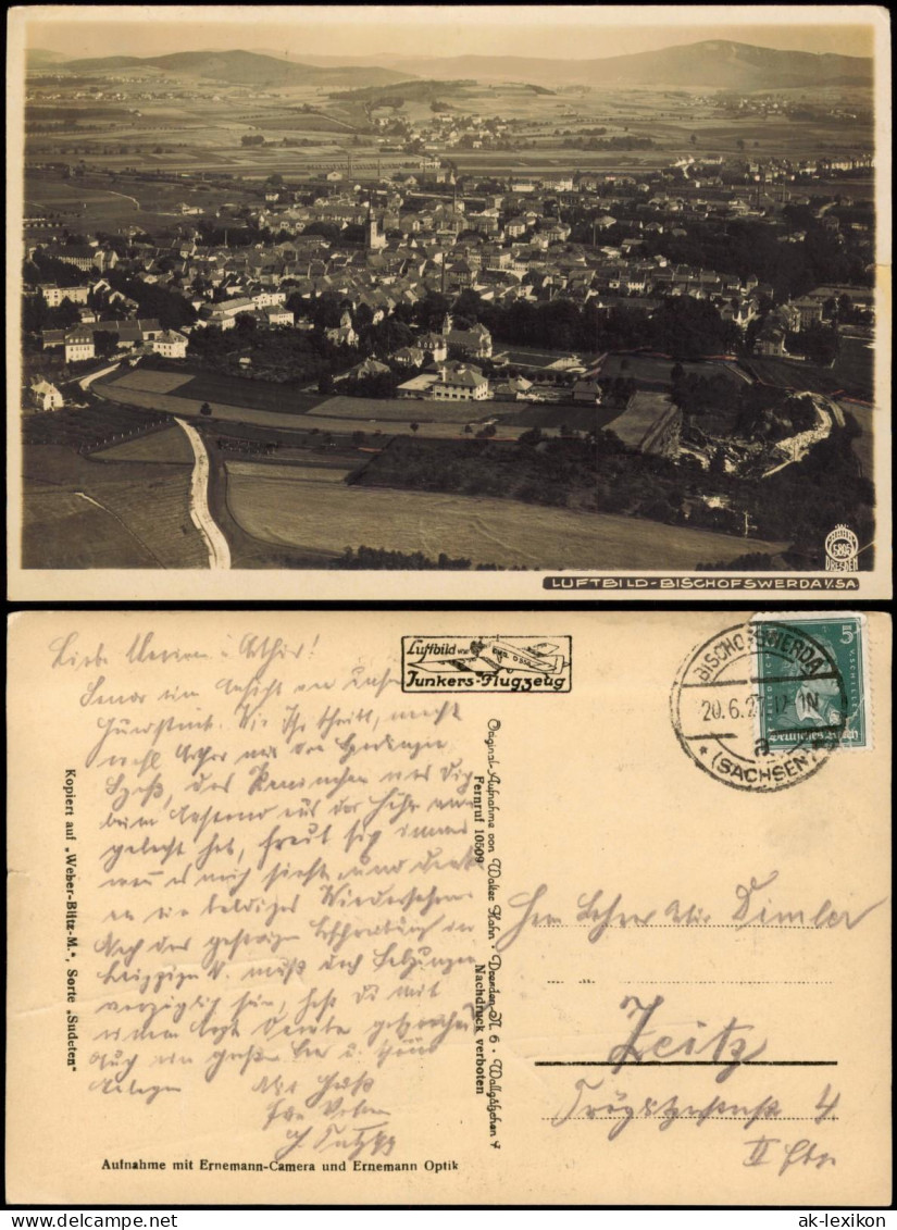 Ansichtskarte Bischofswerda Luftbild 1929 Walter Hahn:5895 - Bischofswerda