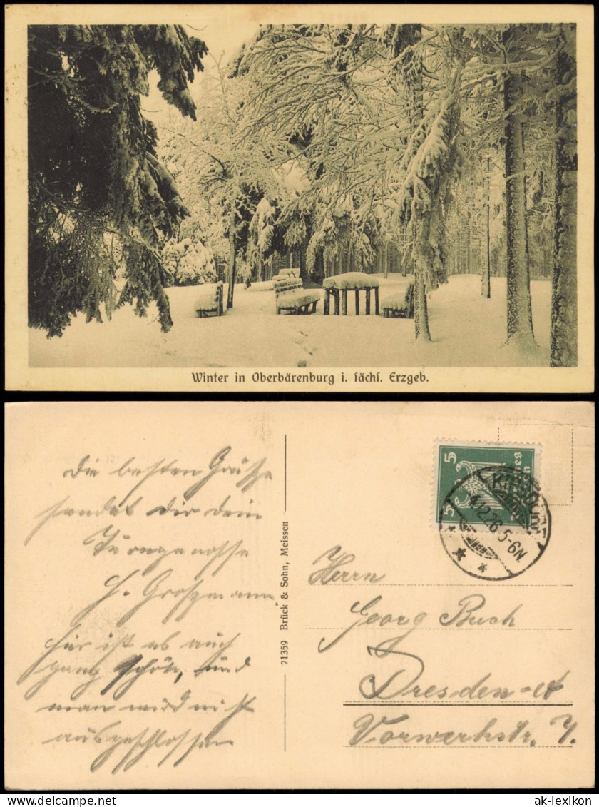 Oberbärenburg-Altenberg (Erzgebirge) Winterlandschaft, Rastplatz Im Wald 1926 - Altenberg