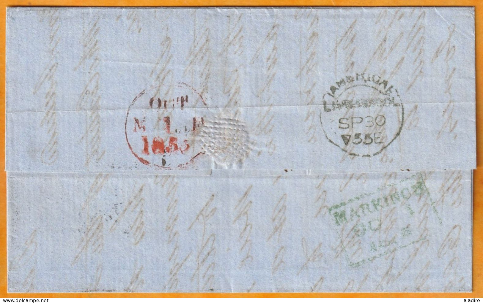 1855 - Lettre Pliée En Anglais De New York, USA Vers Markinch, Ecosse, Scotland - Paquebot à Vapeur Steamer ATLANTIC - Storia Postale
