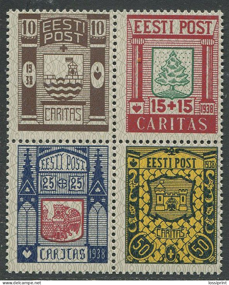 Estonia:Unused Stamps Serie Caritas 1938, Coat Of Arms, From Block, 1938, MNH - Estland