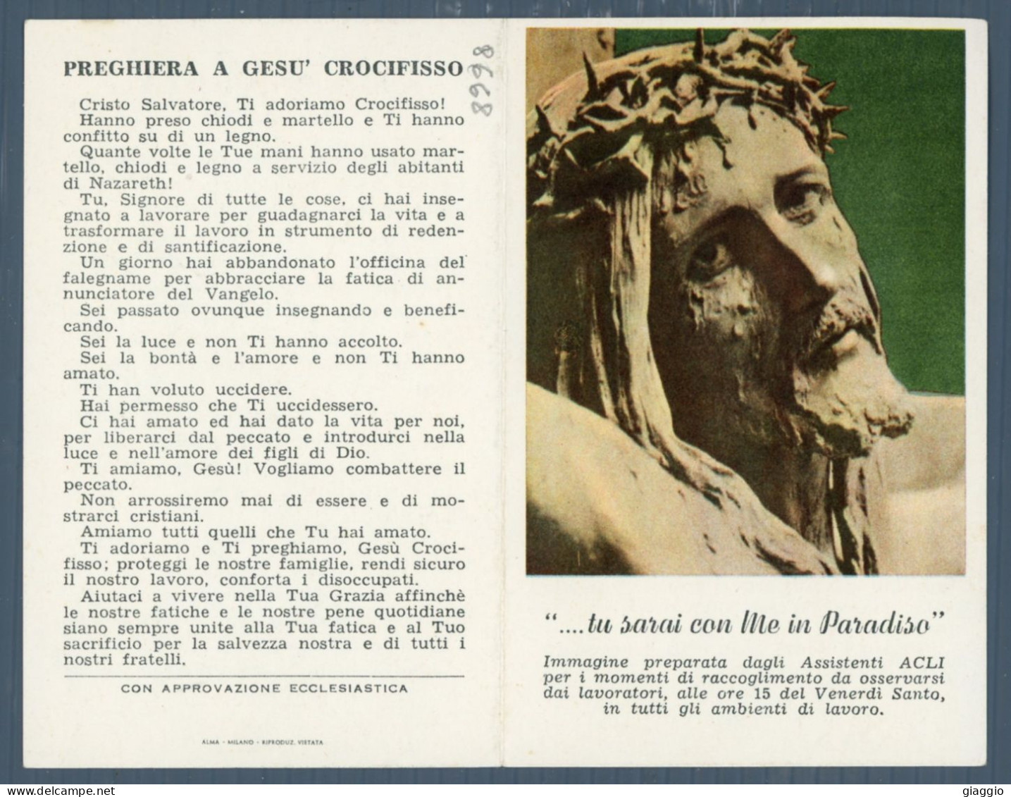 °°° Santino N. 8668 - Tu Sarai Con Me In Paradiso °°° - Religione & Esoterismo