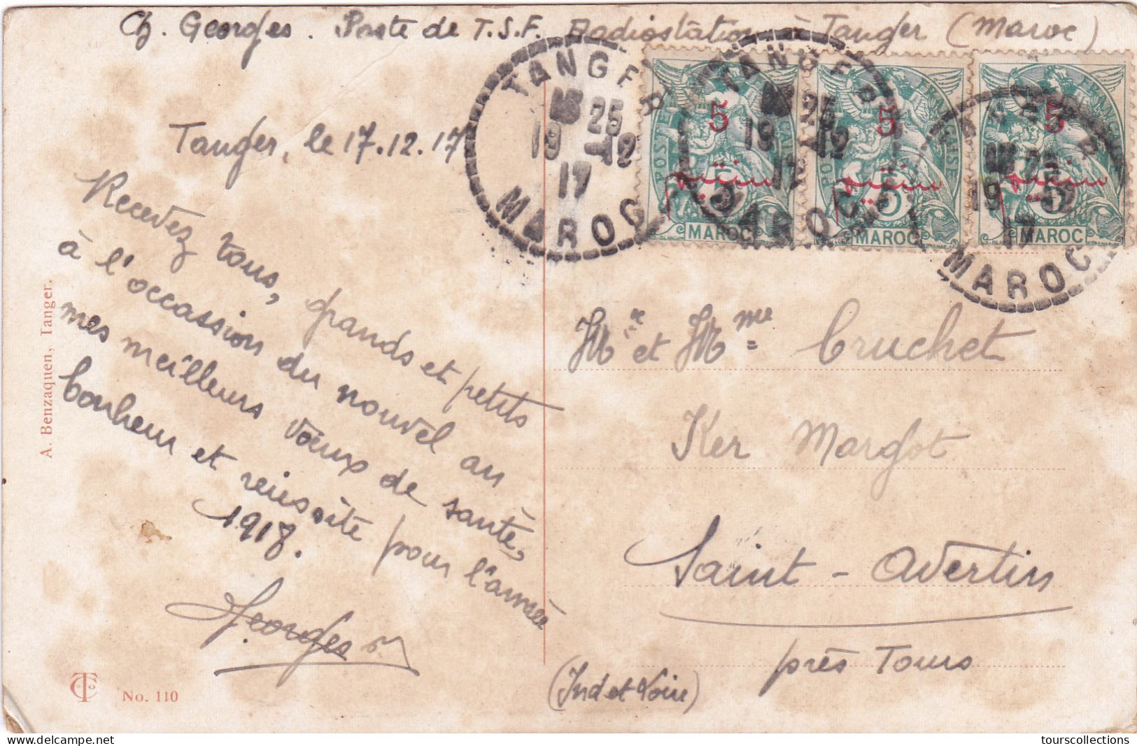 CPA MAROC De 1917 Cachet Et Editeur De TANGER - T.S.F Radiostation De Tanger Charles Georges - WW1 Guerre - Tanger