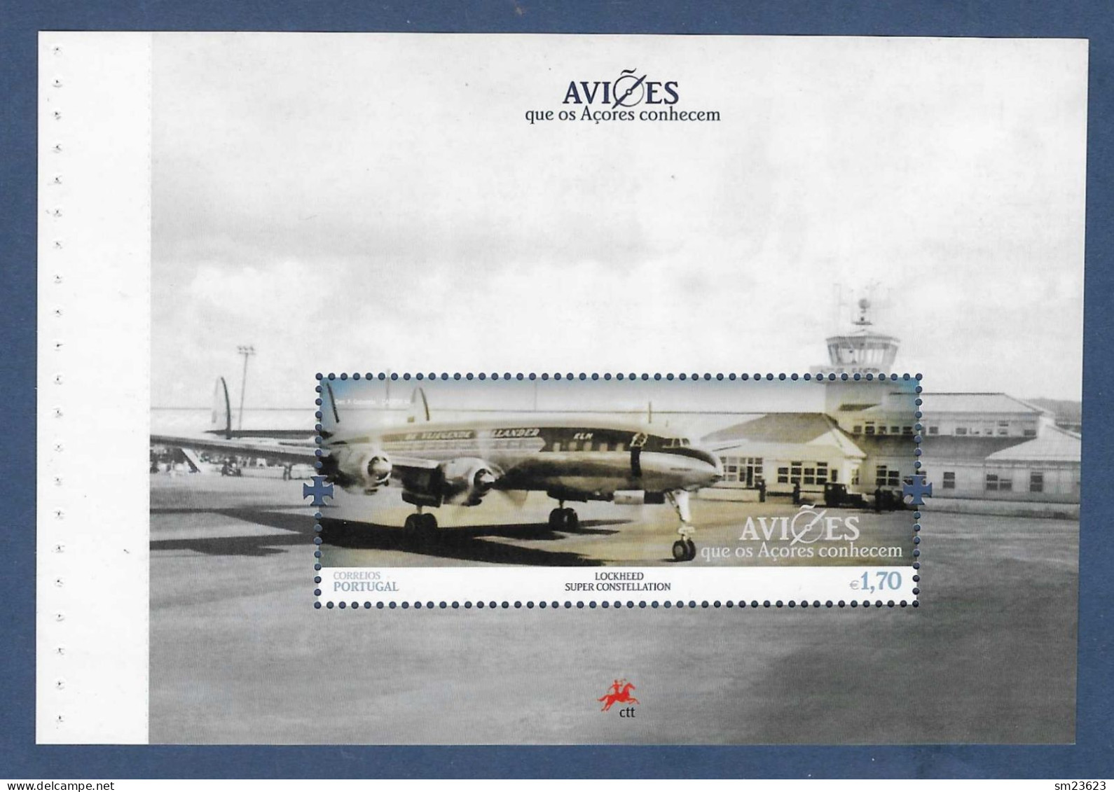 Portugal / Acores  2014  Mi.Nr. 600 (H-Blatt) , Verkehrsflugzeug Lockheed Super Constellation - Postfrisch / MNH / (**) - Ungebraucht