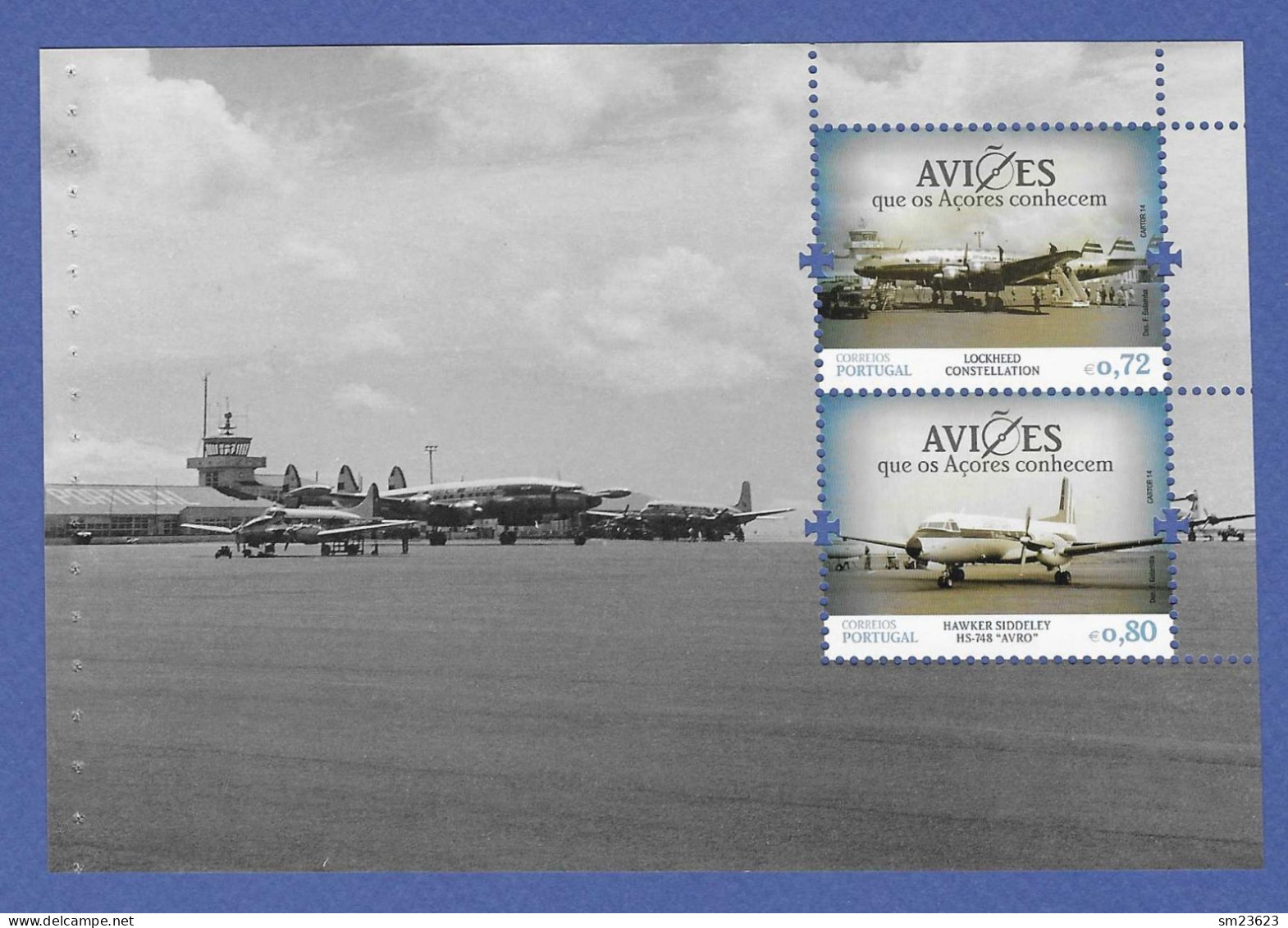 Portugal / Acores  2014  Mi.Nr. 597 / 598 (H-Blatt) , Historische Flugzeuge - Postfrisch / MNH / (**) - Neufs