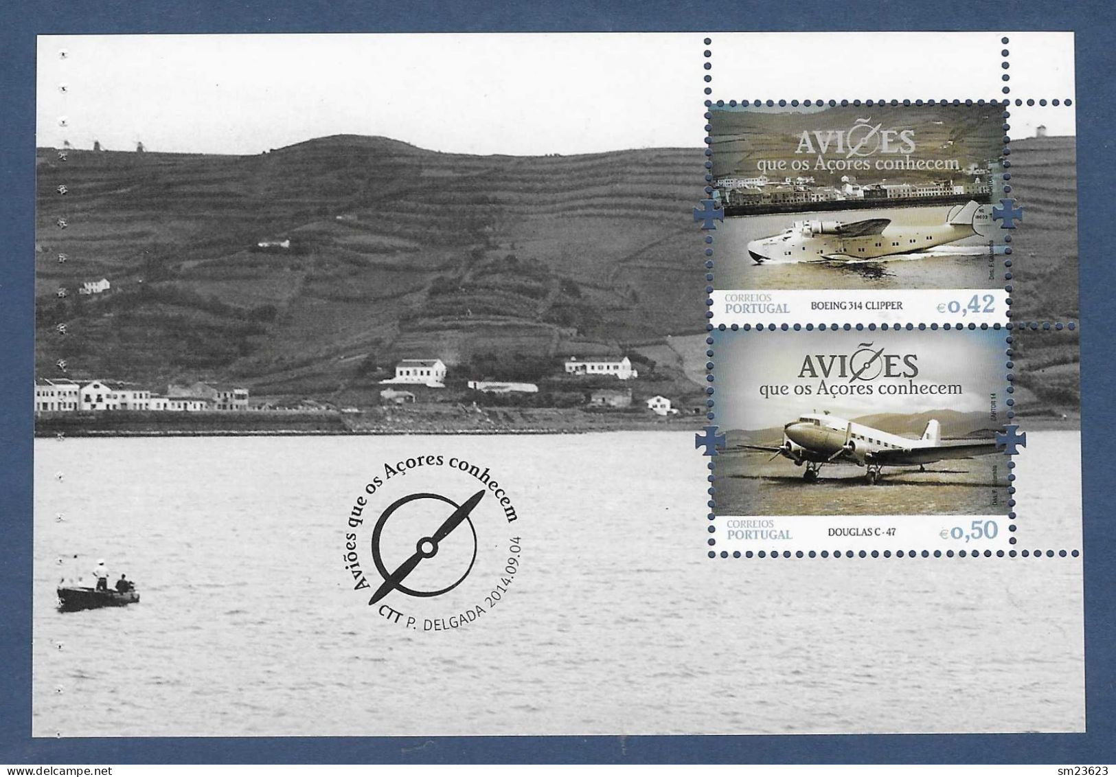 Portugal / Acores  2014  Mi.Nr. 595 / 596 (H-Blatt) , Historische Flugzeuge - Postfrisch / MNH / (**) - Ungebraucht