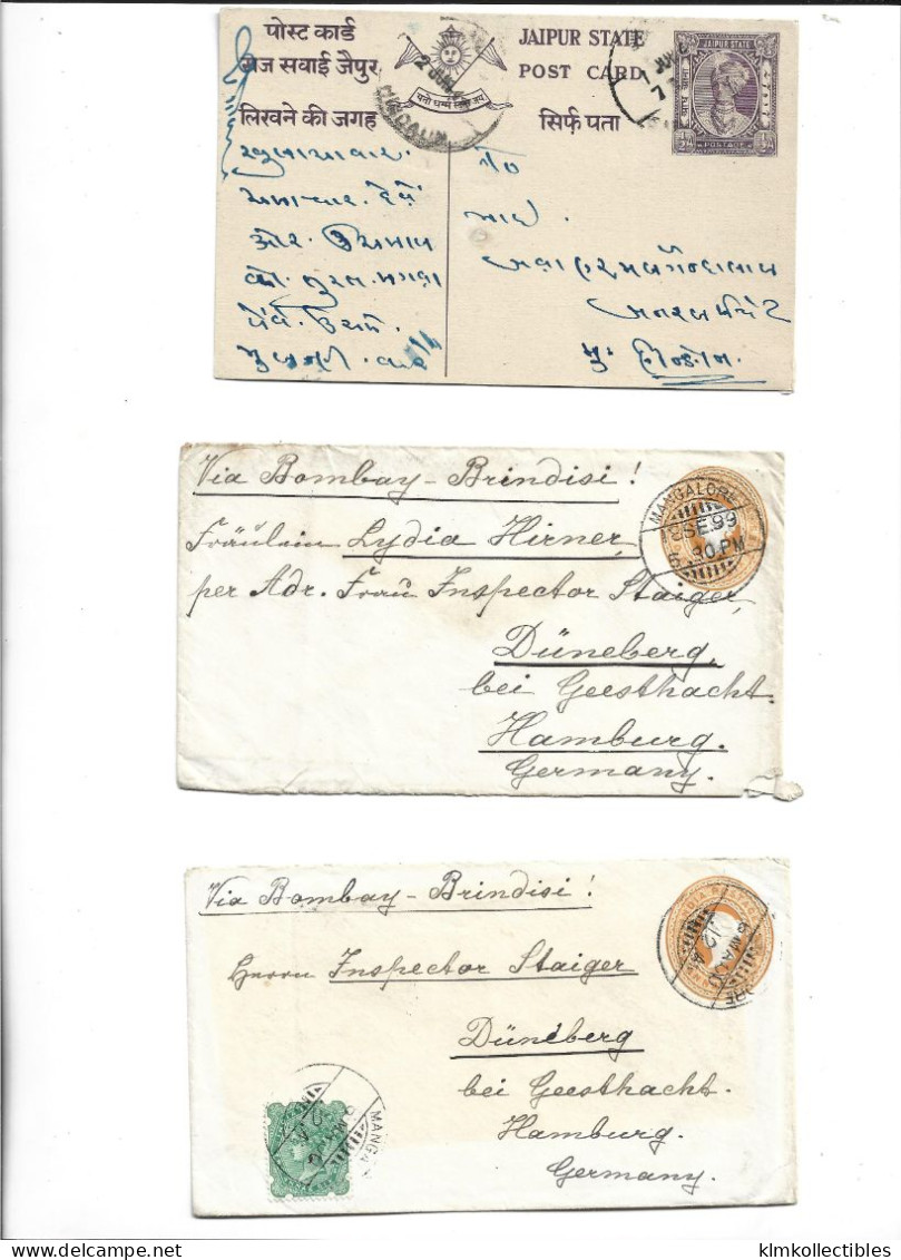 INDIA - GREAT BRITAIN UNITED KINGDOM BIRITISH COLONIES - POSTAL HISTORY LOT - JAIPUR - Andere & Zonder Classificatie