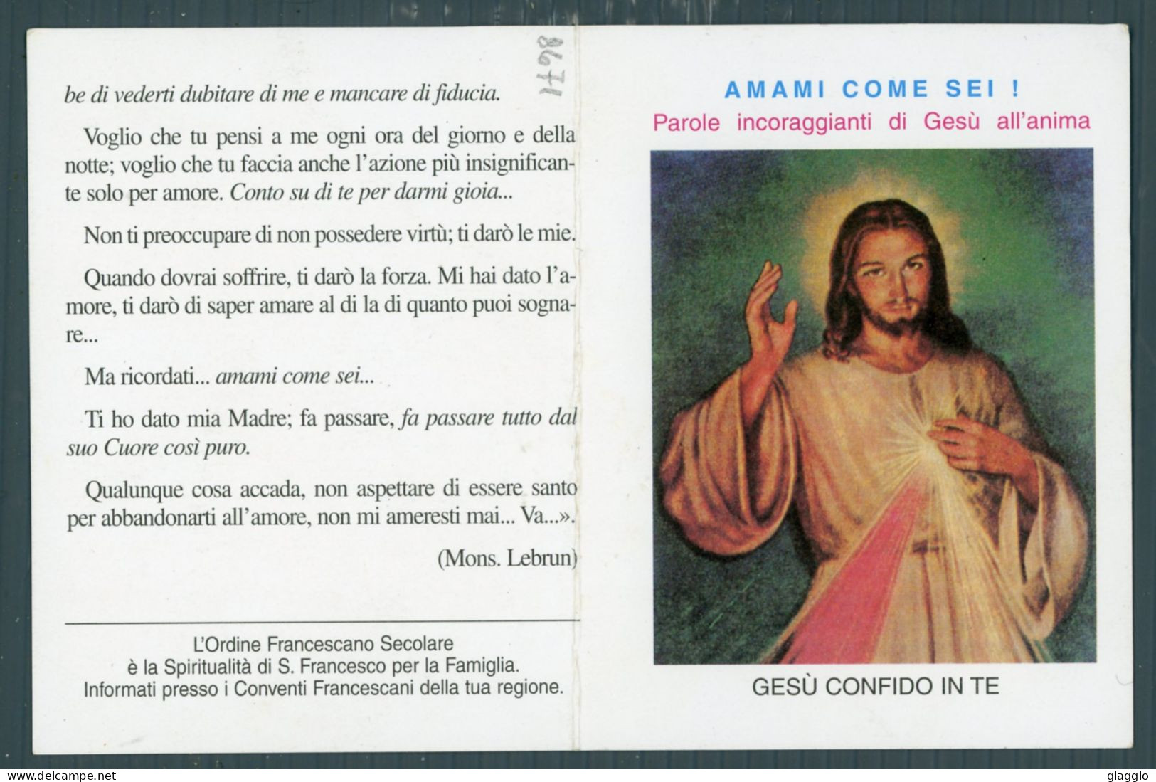 °°° Santino N. 8671 - Gesù Confido In Te °°° - Religione & Esoterismo