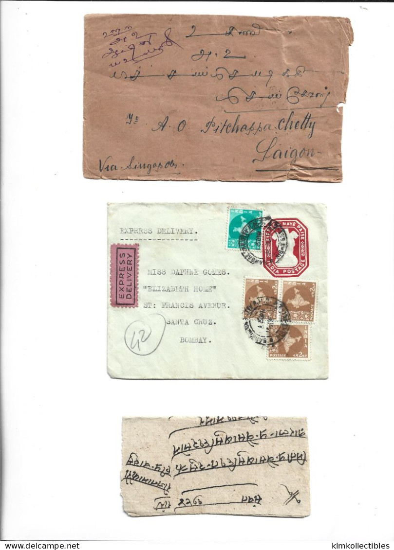 INDIA - GREAT BRITAIN UNITED KINGDOM BIRITISH COLONIES - POSTAL HISTORY LOT - VIA SINGAPORE TO SAIGON - Andere & Zonder Classificatie