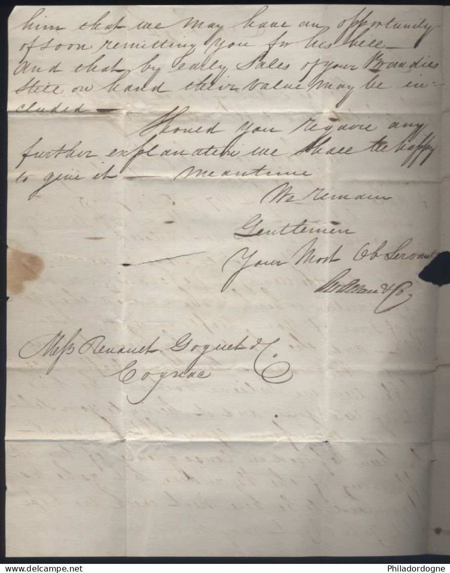 LaC Sainburg ? Pour Cognac Par London - Paid At Edinb - P-D. Rouge - Angleterre Par Calais - 23/06/1838 - ...-1840 Vorläufer