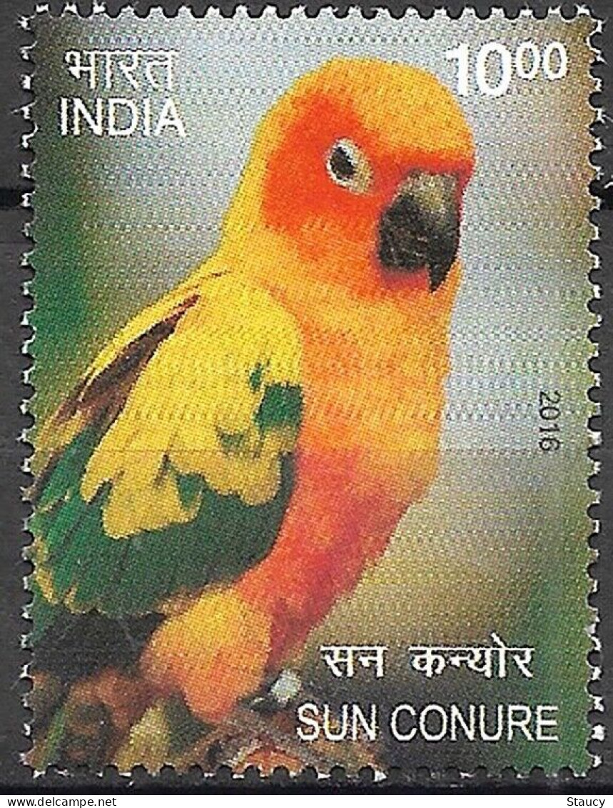 India 2016 Exotic Birds 1v Stamp MNH Macaw Parrot Amazon Crested, SUN CONURE As Per Scan - Nuovi