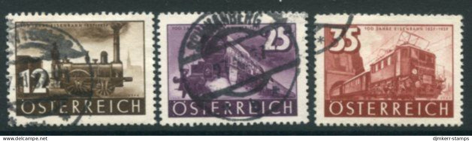 AUSTRIA 1937 Railway Centenary Used.  Michel 646-48 - Used Stamps