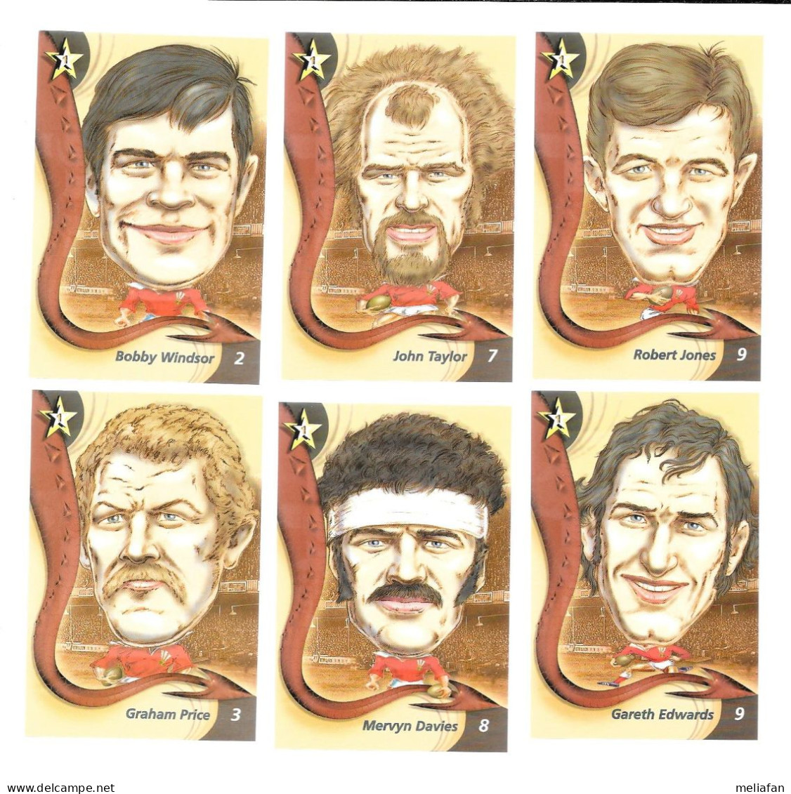 Y685 - CARTES RUGLY - WELSH RUGBY - GARETH EDWARDS -  RAY GRAVEL - JPR WILLIAMS - BOBBY WINDSOR ... - Rugby