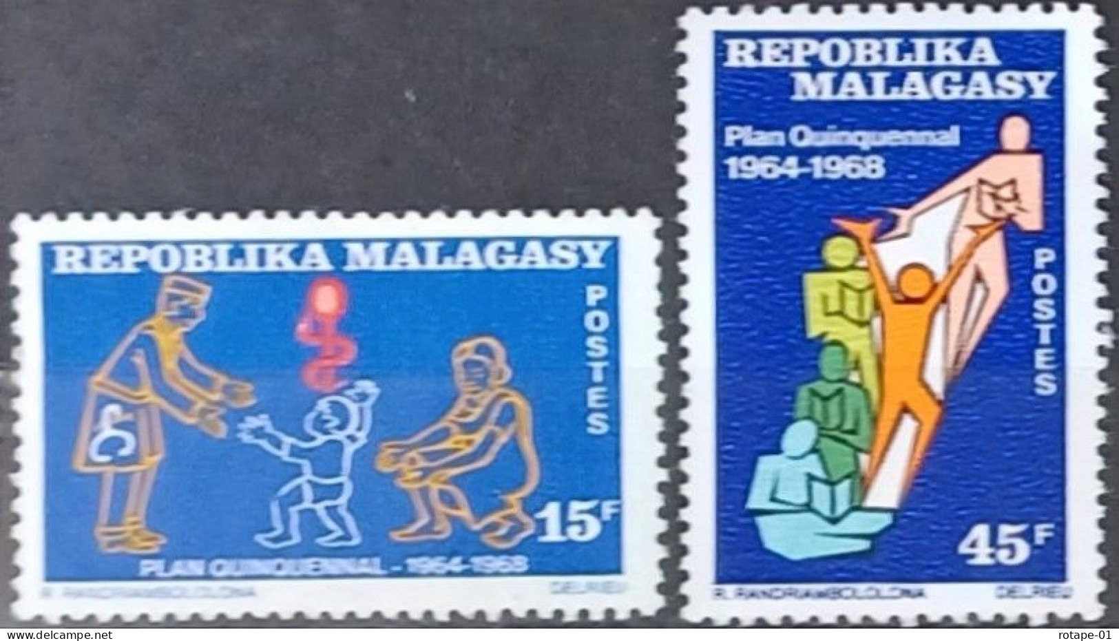 Madagascar  1968,  YT N°458-49  **,  Cote YT 1,5€ - Madagascar (1960-...)