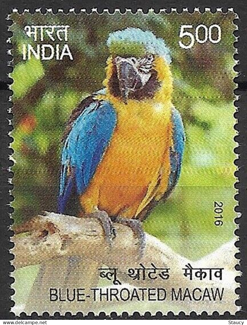 India 2016 Exotic Birds 1v Stamp MNH Macaw Parrot Amazon Crested, BLUE-THORATED MACAW As Per Scan - Neufs