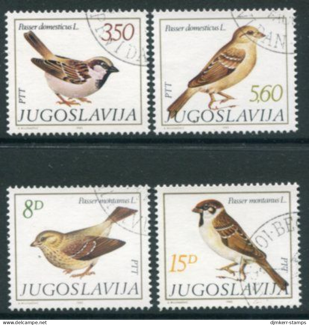 YUGOSLAVIA 1982 Sparrows Used.  Michel 1925-28 - Gebraucht