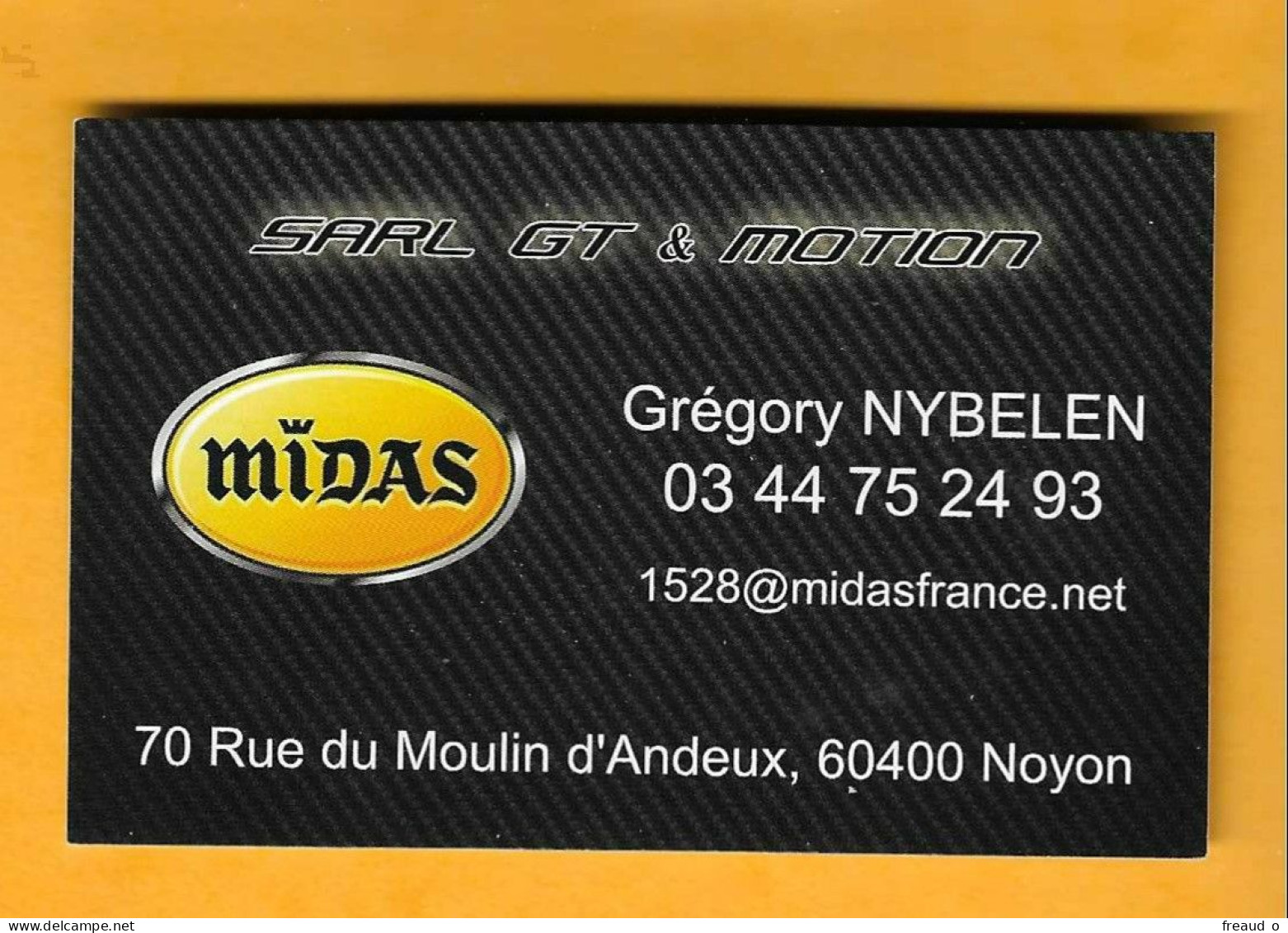 Carte De Visite MIDAS - 60400 NOYON - - Altri & Non Classificati