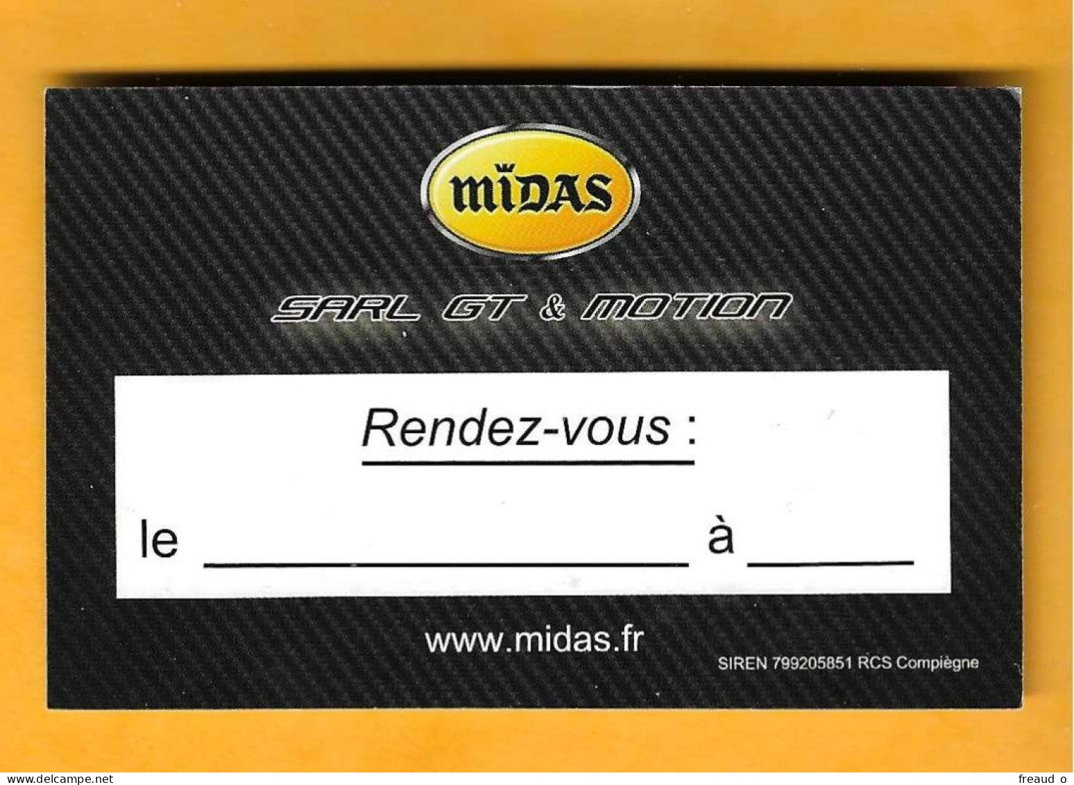 Carte De Visite MIDAS - 60400 NOYON - - Altri & Non Classificati