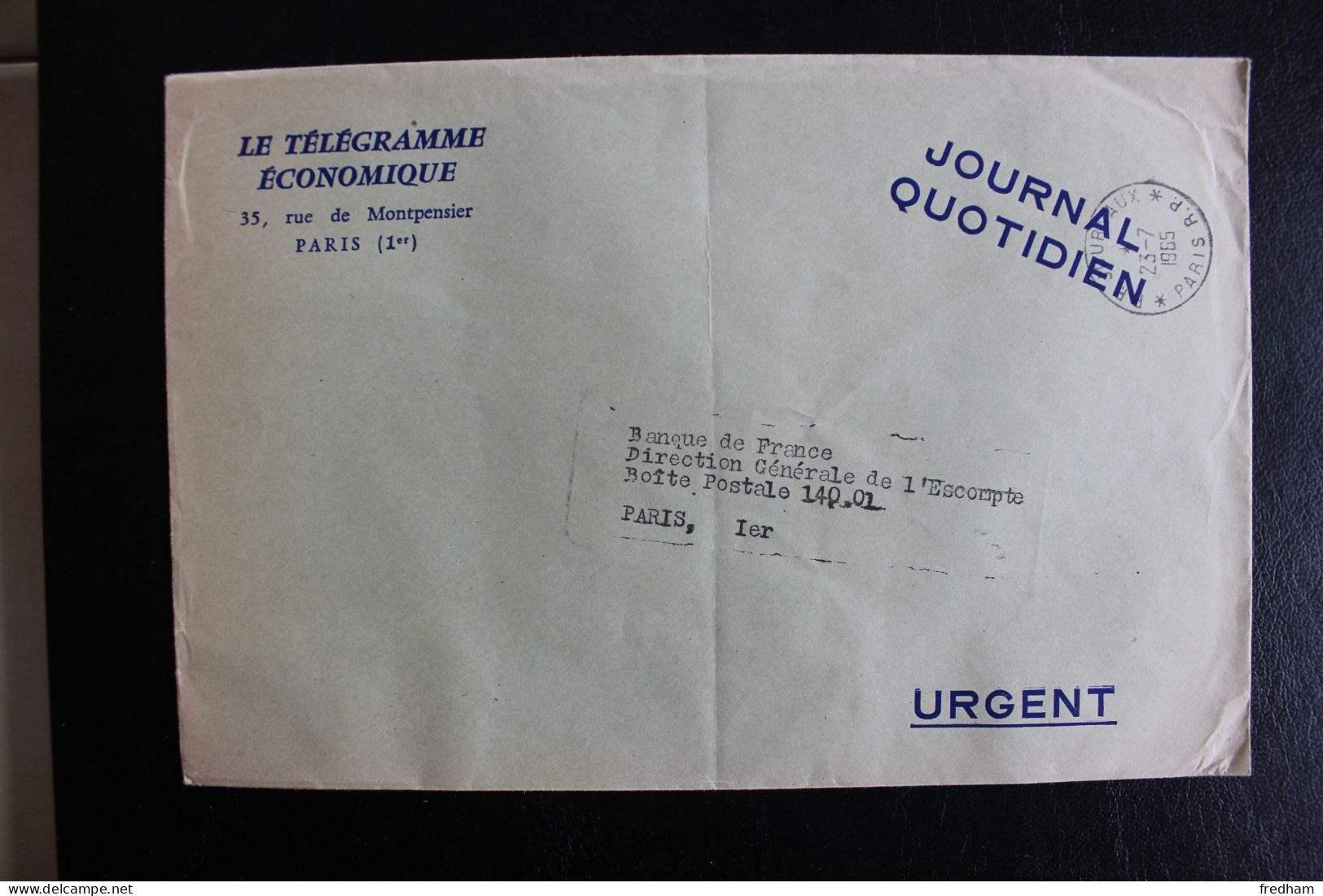 1965 LSC  CAD PP JOURNAUX *PARIS R.P.* DU 23-7-1965  LE TELEGRAMME ECONOMIQUE /JOURNAL QUOTIDIEN - Zeitungsmarken (Streifbänder)