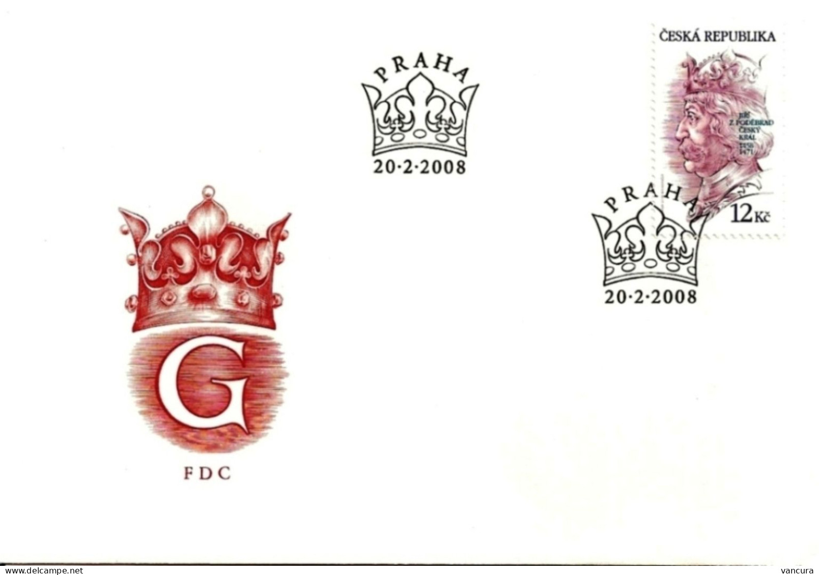 FDC 547 Czech Republic - George Of Podebrady, Czech King 2008 - Familles Royales