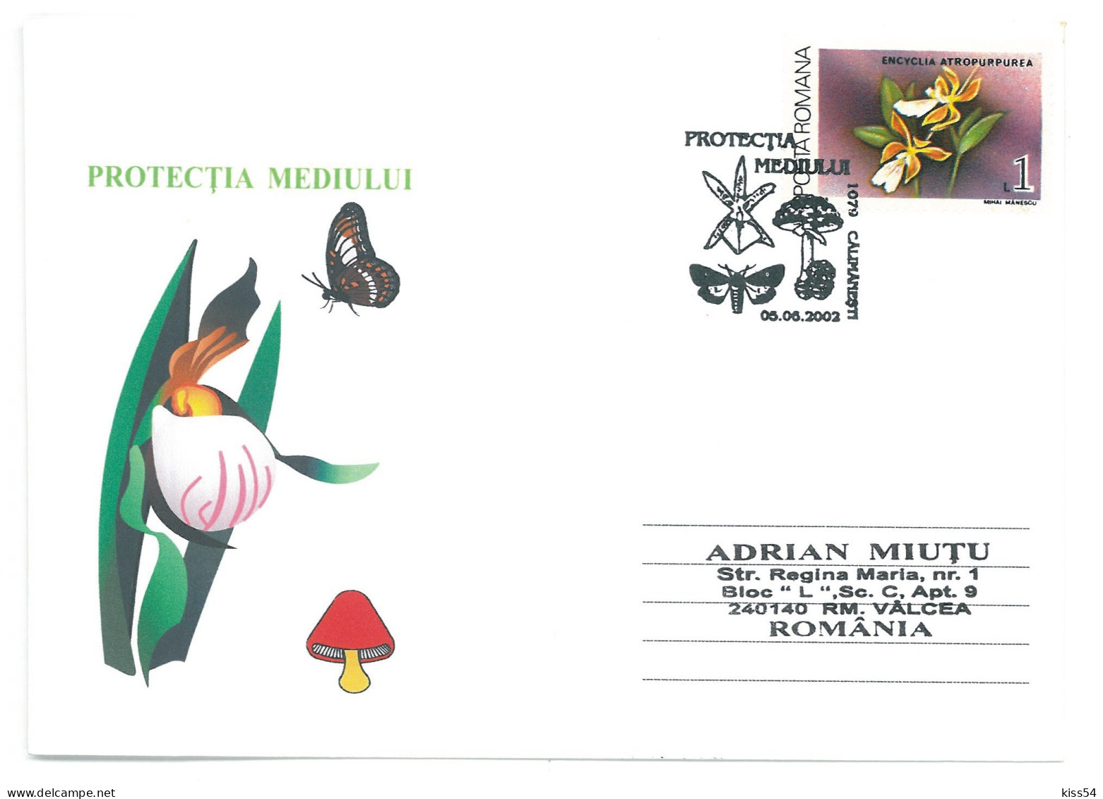 COV 998 - 3190 ORCHIDS, Romania - Cover - Used - 2002 - Orchideeën