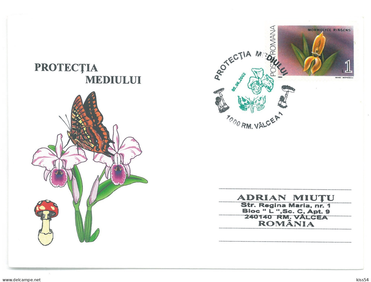 COV 998 - 3199 ORCHIDS, Romania - Cover - Used - 2002 - Orchidées