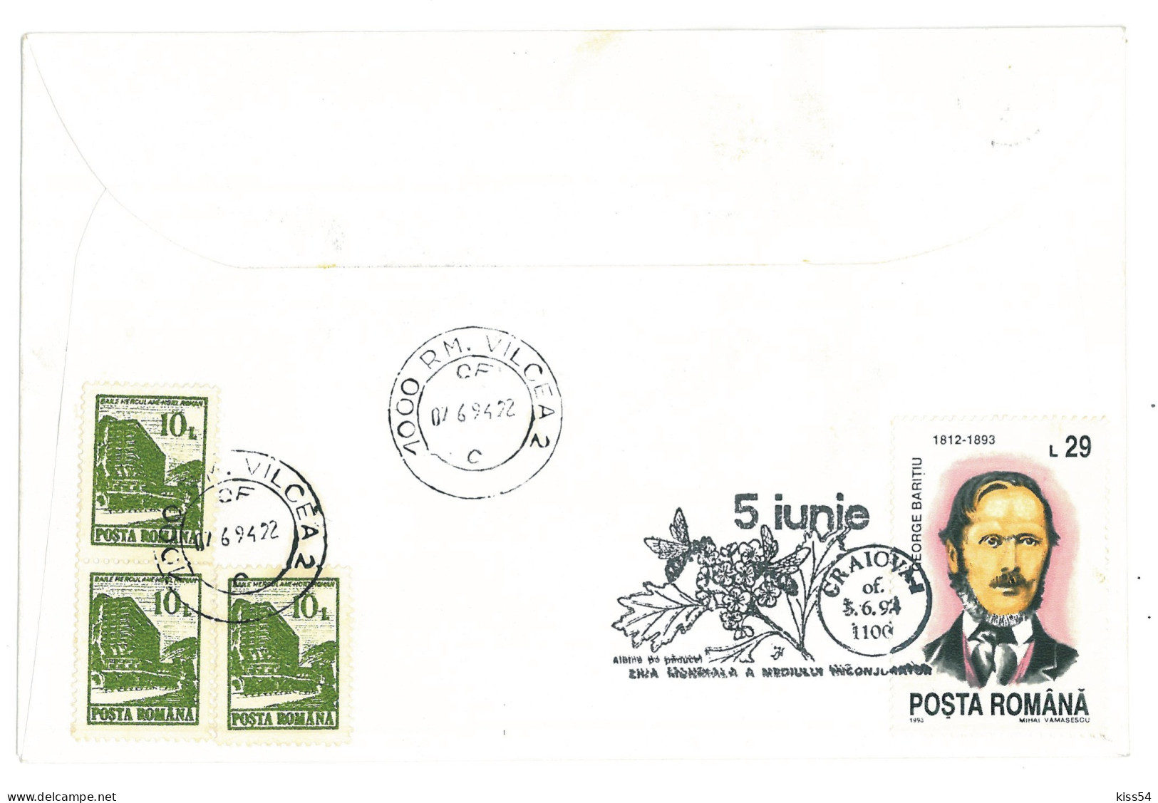 COV 998 - 3110-a HONEY BEE, Romania - Cover - Used - 1994 - Bienen