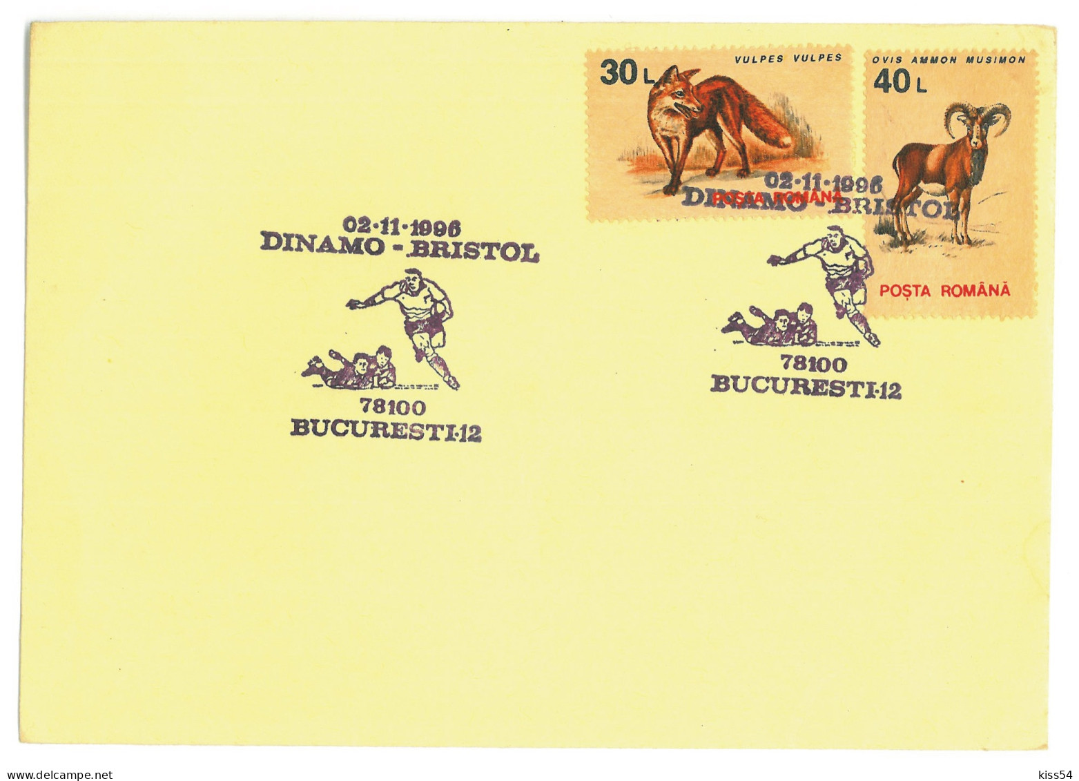 COV 998 - 3176 RUGBY, Dinamo-Bristol, Romania - Cover - Used - 1996 - Rugby