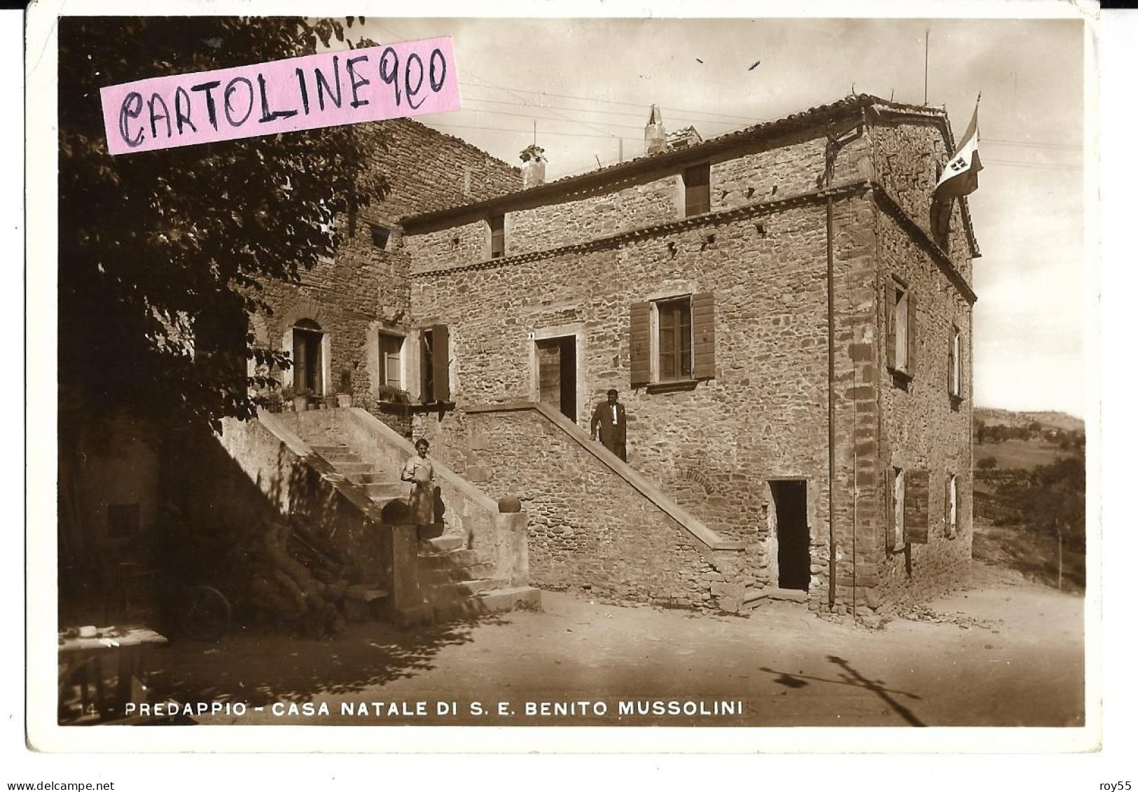 Emilia Romagna-forli Cesena-predappio Casa Natale Di S E Benito Mussolini Con Bandiera Anni 30 (v.retro) - Andere & Zonder Classificatie