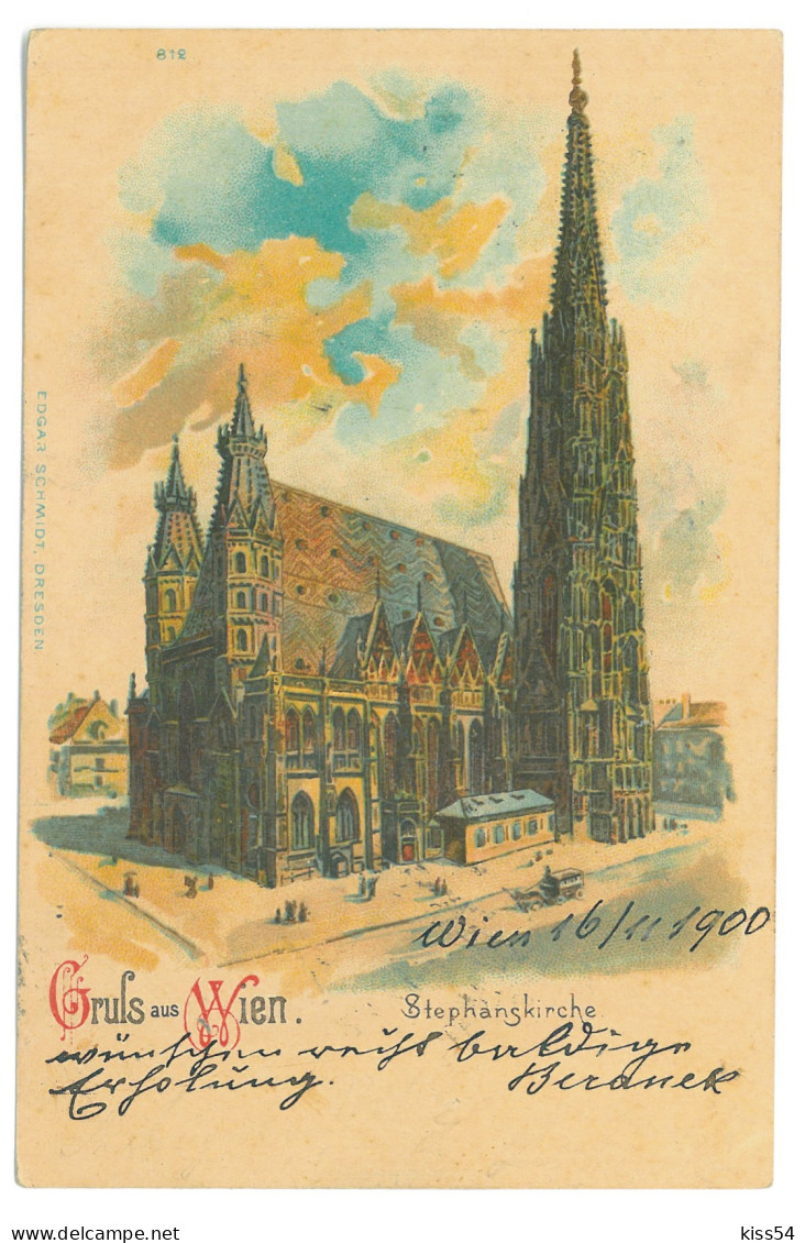 AUS 4 - 17304 WIEN, Litho, Austria - Old Postcard - Used - 1900 - Churches